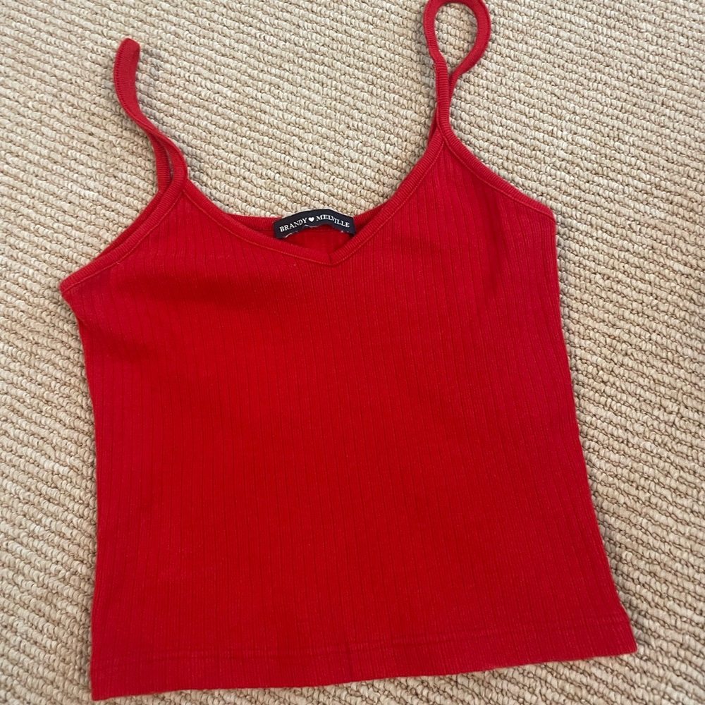 red ribbed brandy Melville tank top